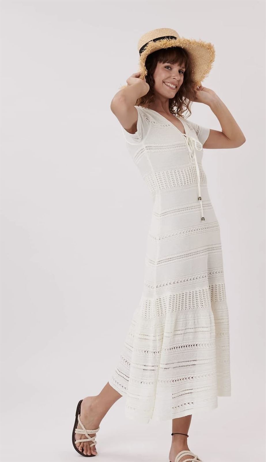 Vestido Derhy HELENE crochet blanco - Imagen 1