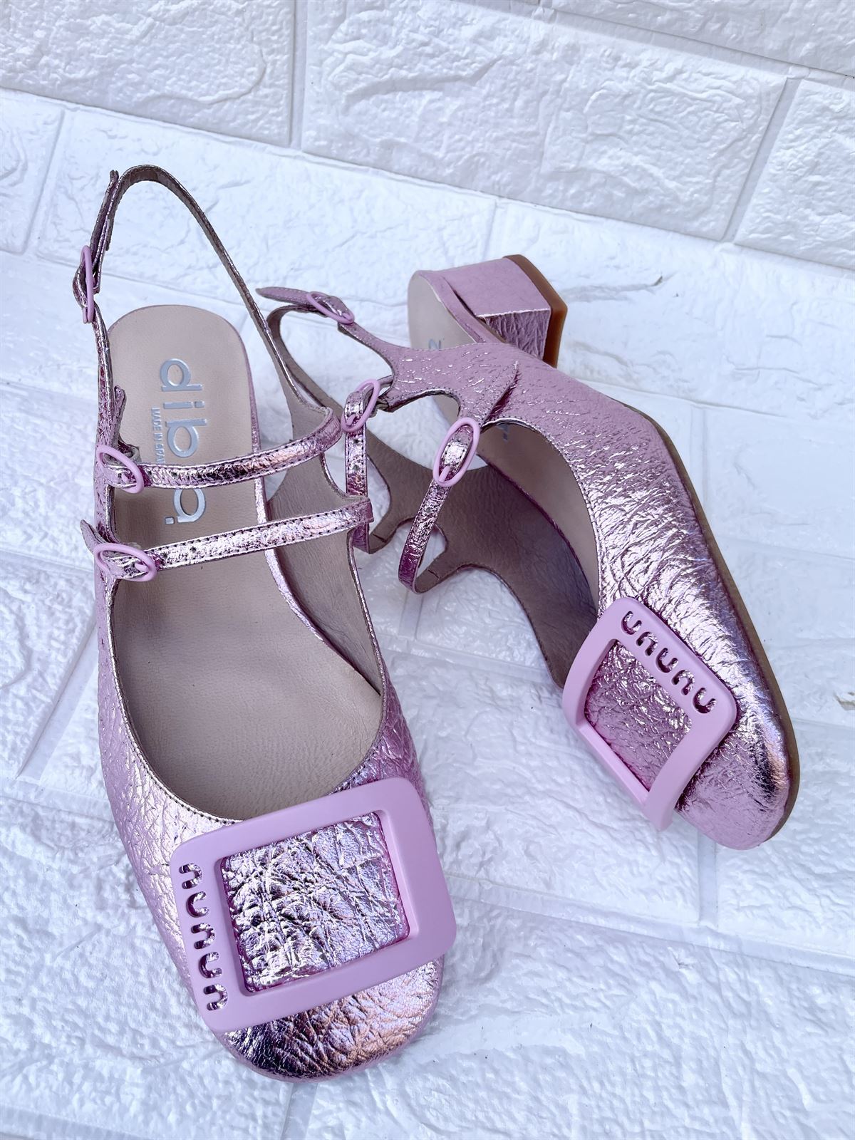 Zapato Dibia by Ezio Mary Jane metalizado rosa - Imagen 3