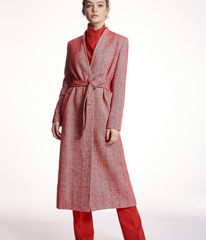 ABRIGO ALBA CONDE 5691 LARGO NARANJA CON CINTURÓN - Imagen 1