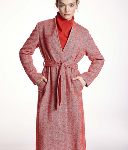 ABRIGO ALBA CONDE 5691 LARGO NARANJA CON CINTURÓN - Imagen 2