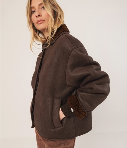 Abrigo Indi & Cold BOXY MT662 PELLIZA marrón chocolate. - Imagen 2