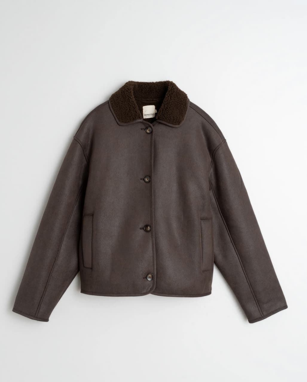 Abrigo Indi & Cold BOXY MT662 PELLIZA marrón chocolate. - Imagen 9