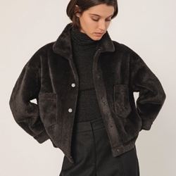 Abrigo Indi & Cold BOXY pelo antracita - Imagen 1