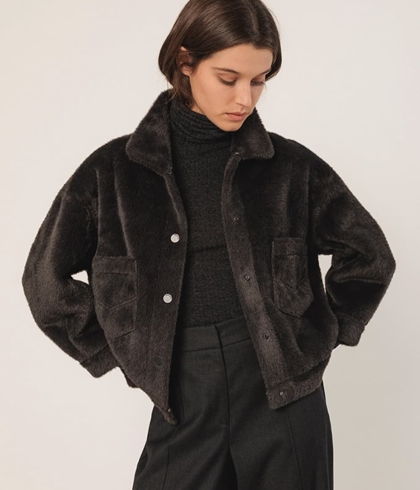 Abrigo Indi & Cold BOXY pelo antracita - Imagen 1