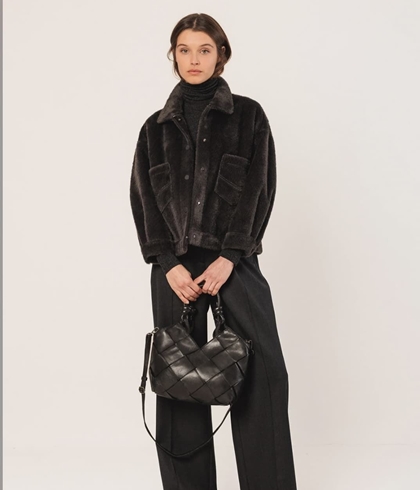 Abrigo Indi & Cold BOXY pelo antracita - Imagen 2