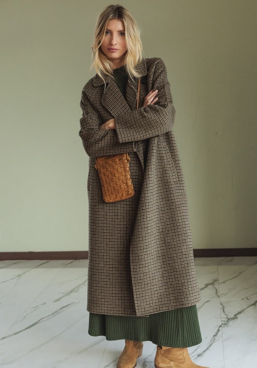 Abrigo Indi & Cold BY600 3/4 LANA cuadros verde - Imagen 1