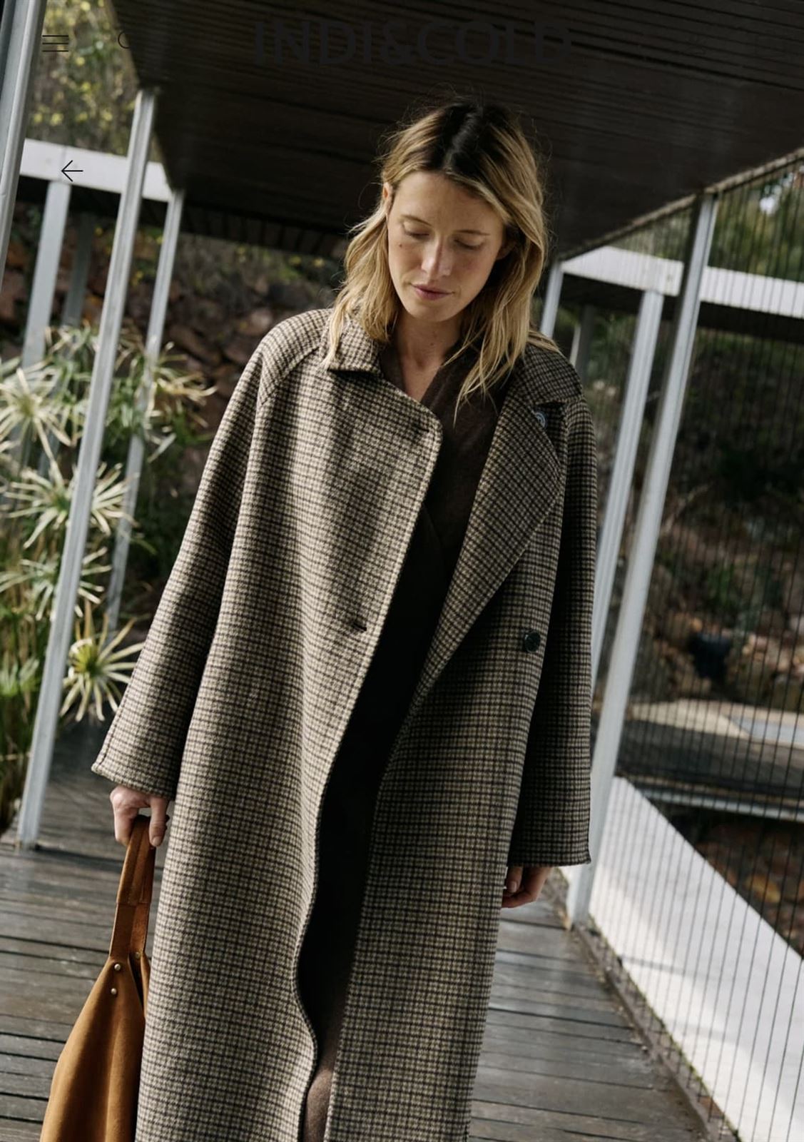 Abrigo Indi & Cold BY600 3/4 LANA cuadros verde - Imagen 2