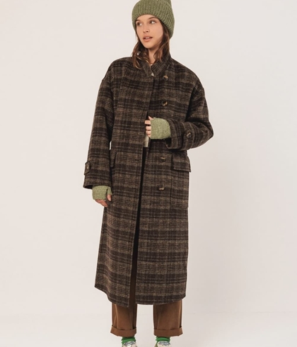 Abrigo Indi & Cold BY605 MAXI ABRIGO CUADROS verdes - Imagen 1