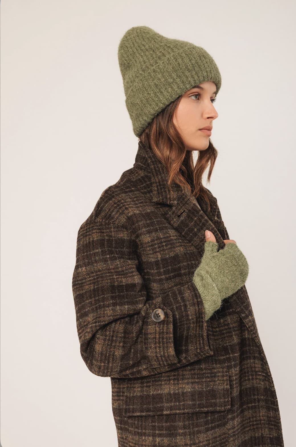 Abrigo Indi & Cold BY605 MAXI ABRIGO CUADROS verdes - Imagen 2