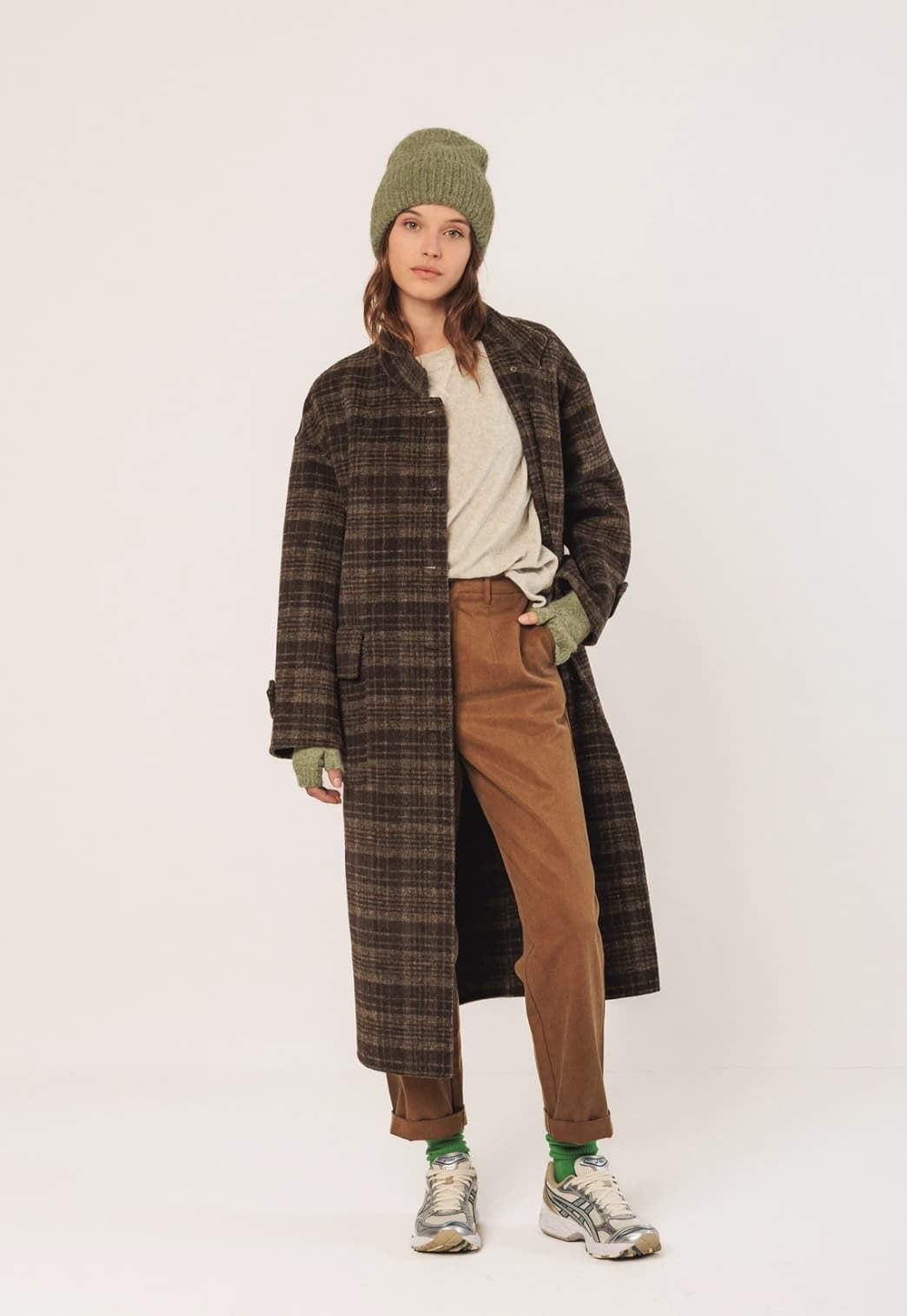 Abrigo Indi & Cold BY605 MAXI ABRIGO CUADROS verdes - Imagen 5