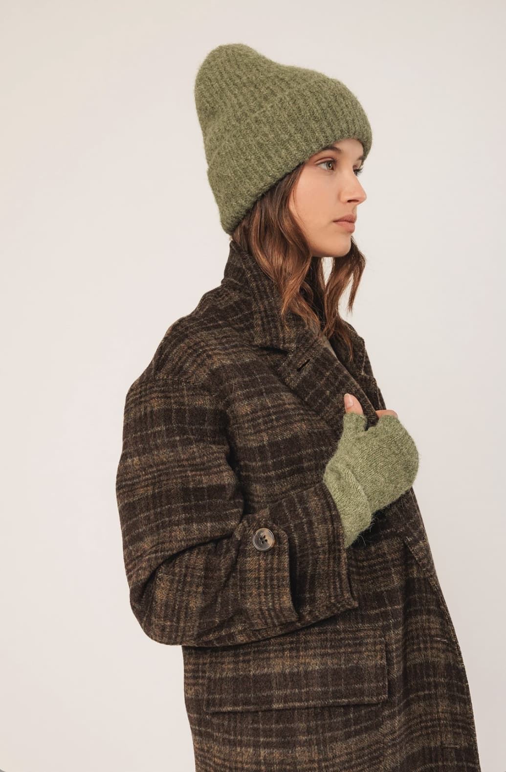 Abrigo Indi & Cold BY605 MAXI ABRIGO CUADROS verdes - Imagen 8