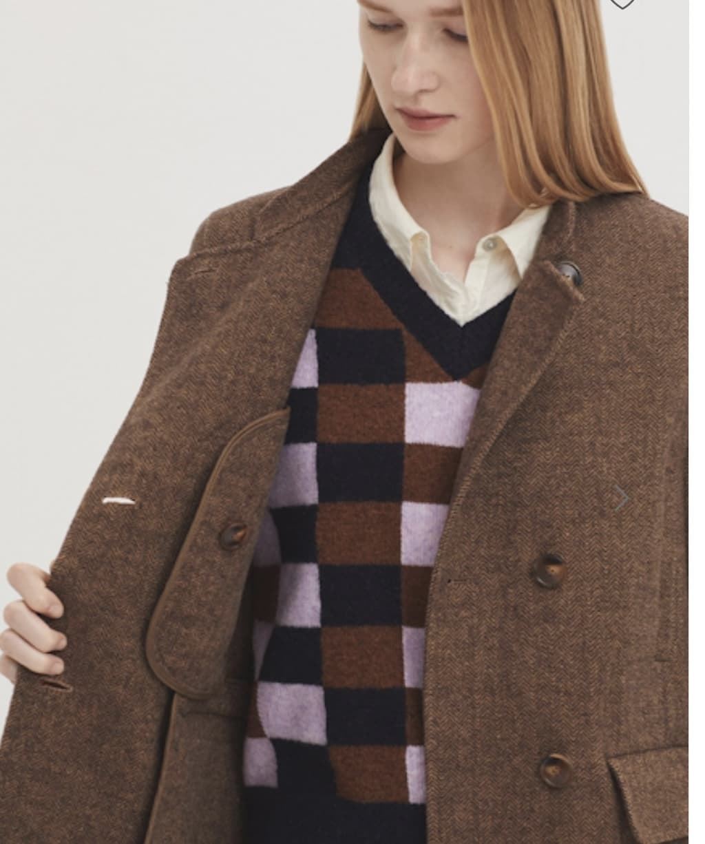 Abrigo Nice Things espiga doble tela marrón - Imagen 1