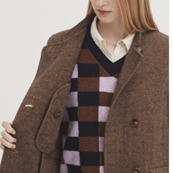 Abrigo Nice Things espiga doble tela marrón - Imagen 1