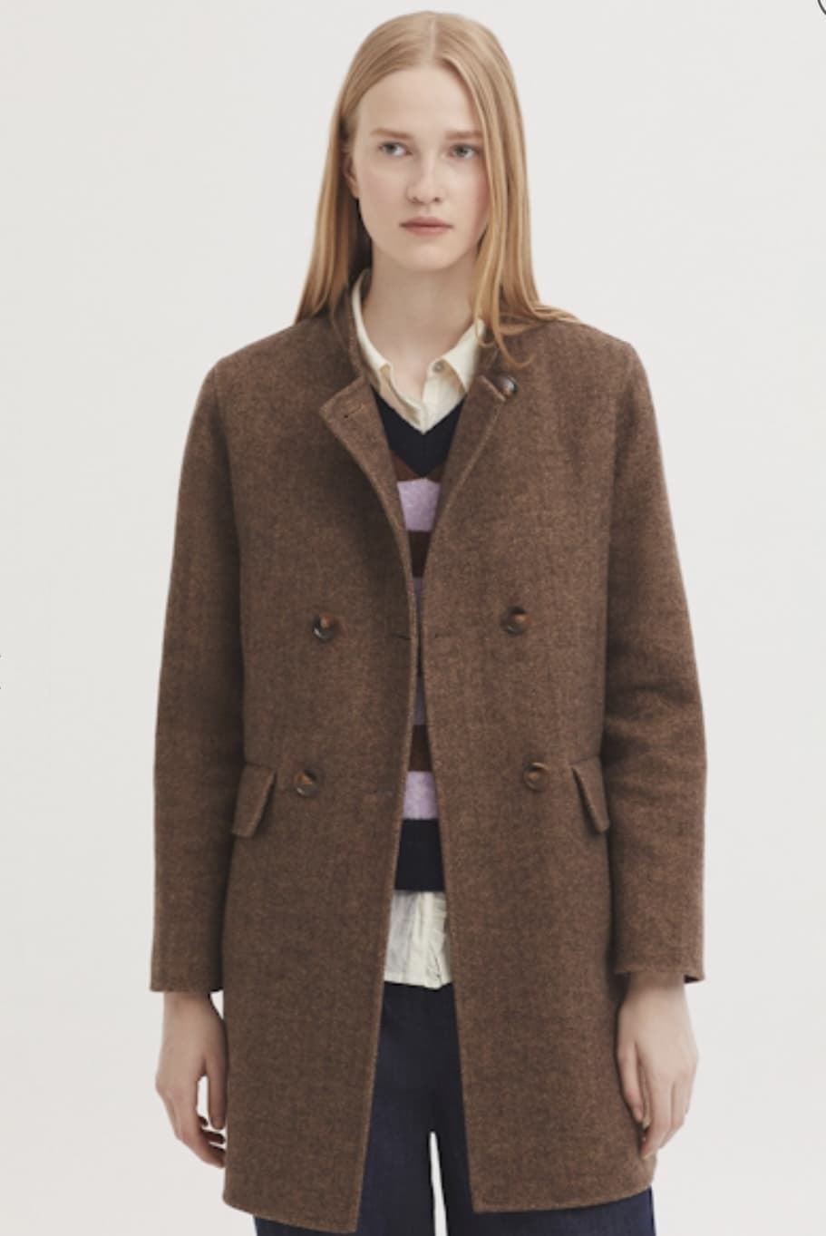 Abrigo Nice Things espiga doble tela marrón - Imagen 2