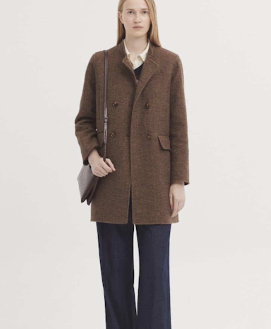 Abrigo Nice Things espiga doble tela marrón - Imagen 4