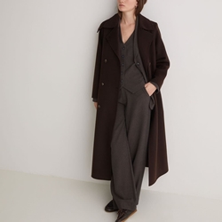 Abrigo Yerse 43600 largo handmade cinturón marrón chocolate - Imagen 2