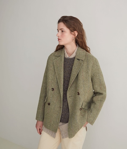 Abrigo Yerse 43605 CORTO HANDMADE CRUZADO VERDE - Imagen 2