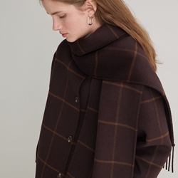 Abrigo Yerse 43607 CON BUFANDA HANDMADE MEZCLA LANA MARRÓN - Imagen 1