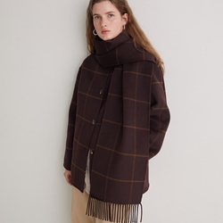 Abrigo Yerse 43607 CON BUFANDA HANDMADE MEZCLA LANA MARRÓN - Imagen 2