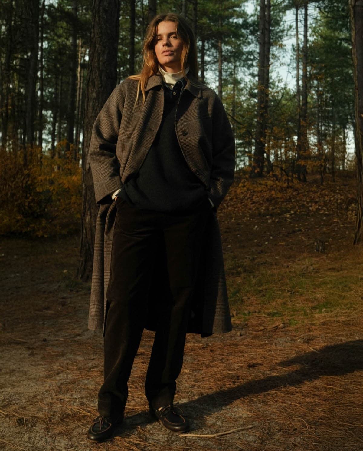 Abrigo Yerse 43610 Abrigo largo handmade cuadros marrón - Imagen 2