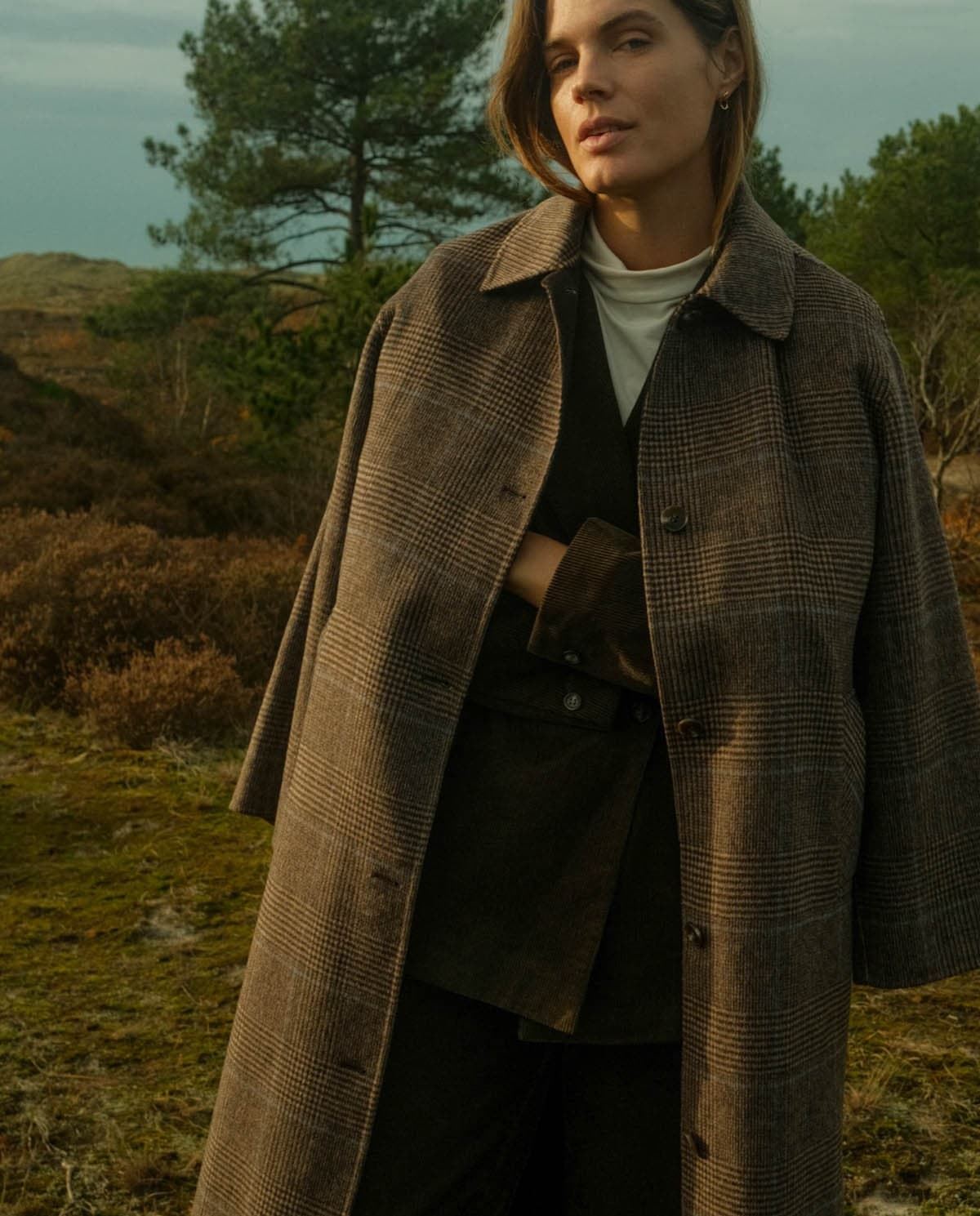 Abrigo Yerse 43610 Abrigo largo handmade cuadros marrón - Imagen 3