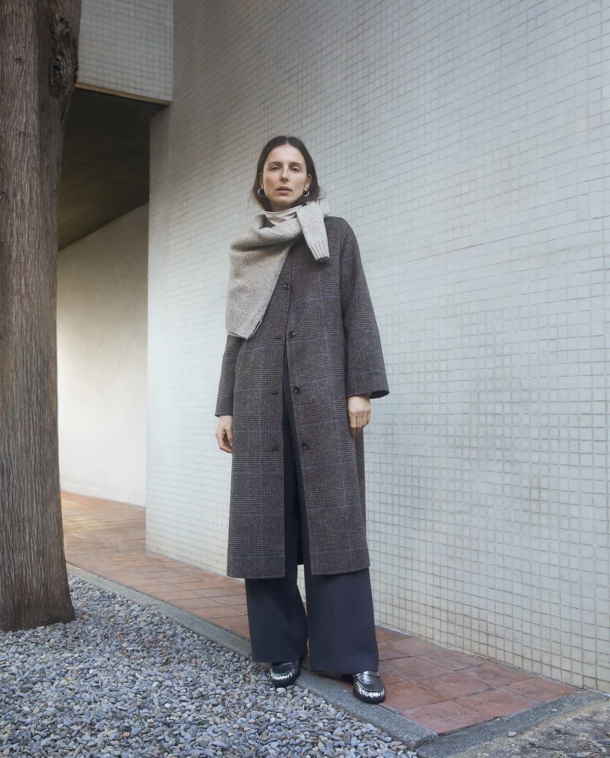 Abrigo Yerse 43610 Abrigo largo handmade cuadros marrón - Imagen 7