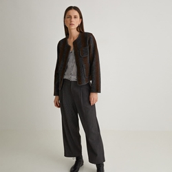 Abrigo Yerse 43620 CORTA MEZCLA LANA HERVIDA STRIPES oxido/gris - Imagen 1