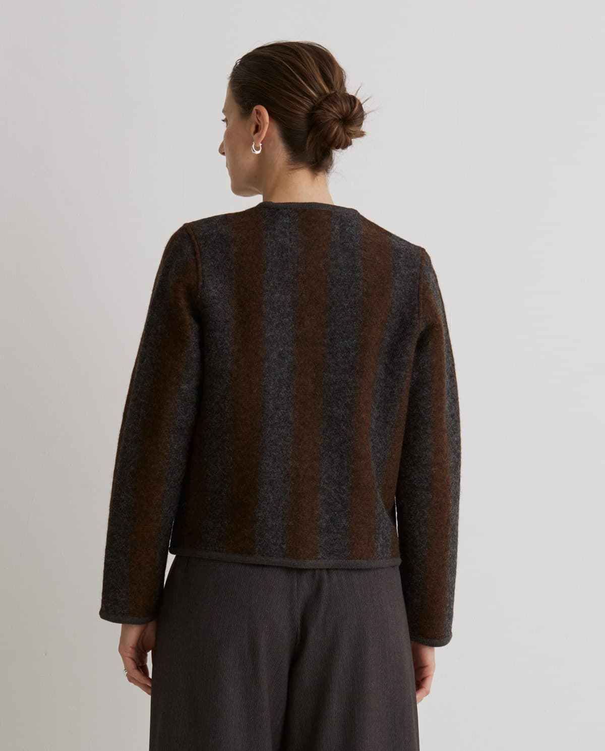 Abrigo Yerse 43620 CORTA MEZCLA LANA HERVIDA STRIPES oxido/gris - Imagen 2