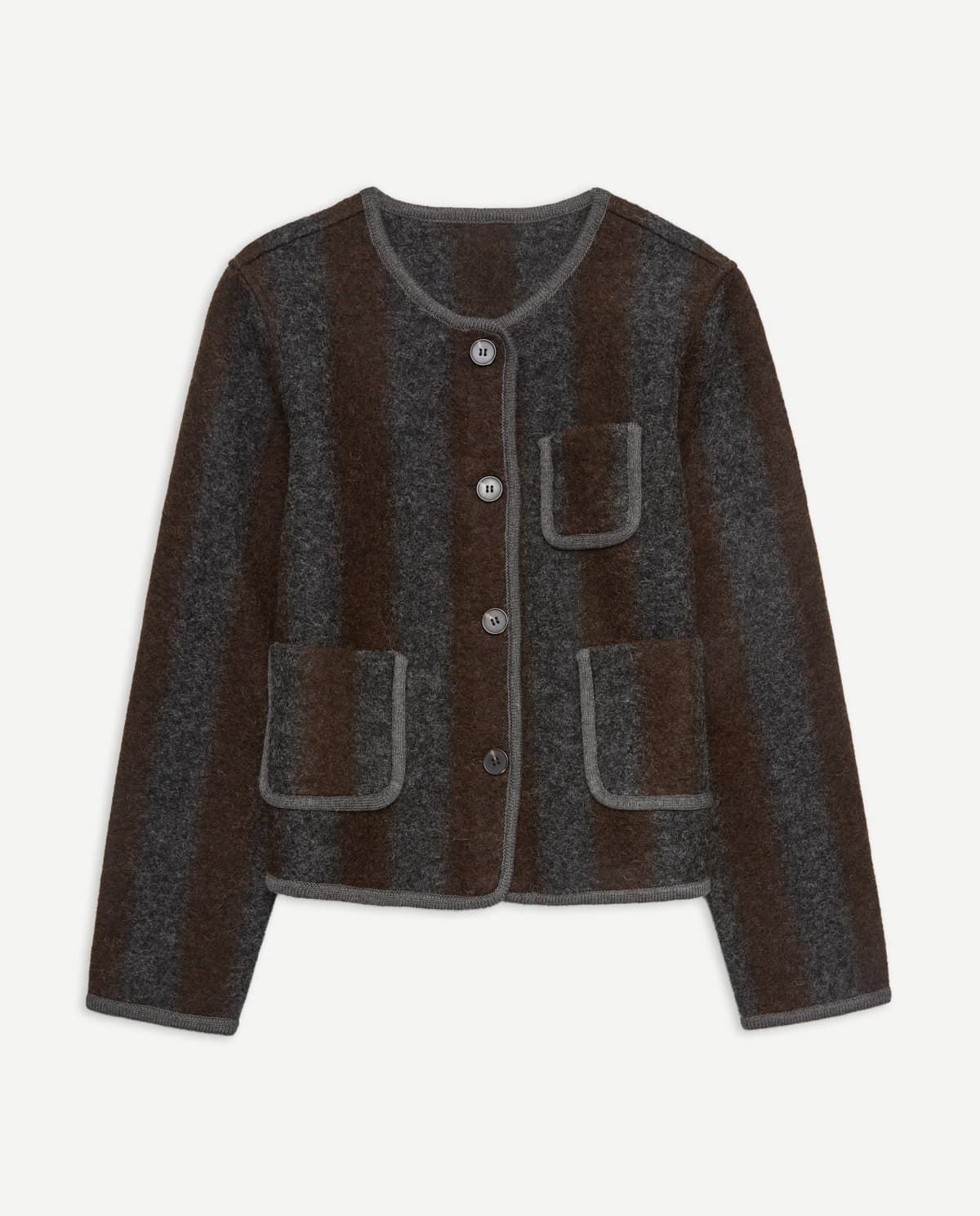 Abrigo Yerse 43620 CORTA MEZCLA LANA HERVIDA STRIPES oxido/gris - Imagen 4