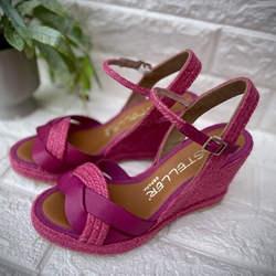 Alpargata Casteller 874 yute y piel fucsia - Imagen 2