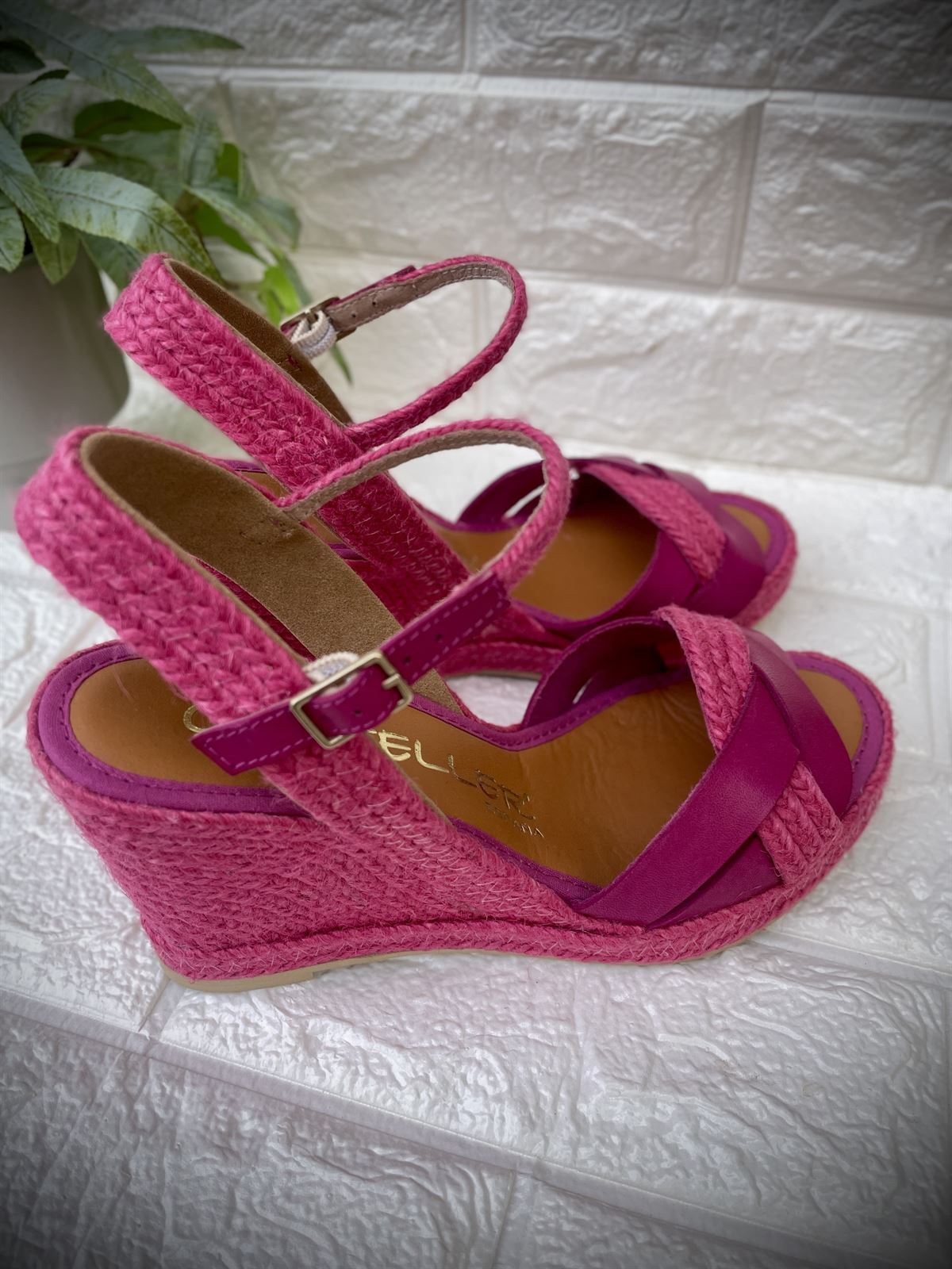 Alpargata Casteller 874 yute y piel fucsia - Imagen 4