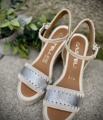 Alpargata Casteller 887 metalizada argento plata. - Imagen 1