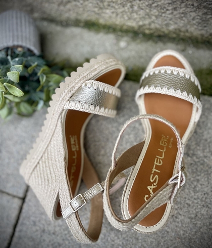 Alpargata Casteller 887 metalizada platino clarita - Imagen 1