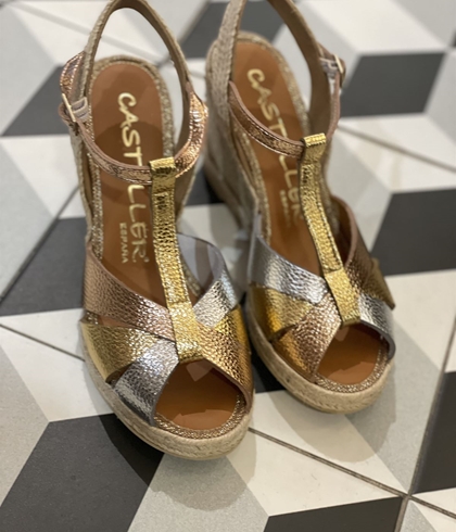 Alpargata Casteller 889 vestir tres metalizados - Imagen 1