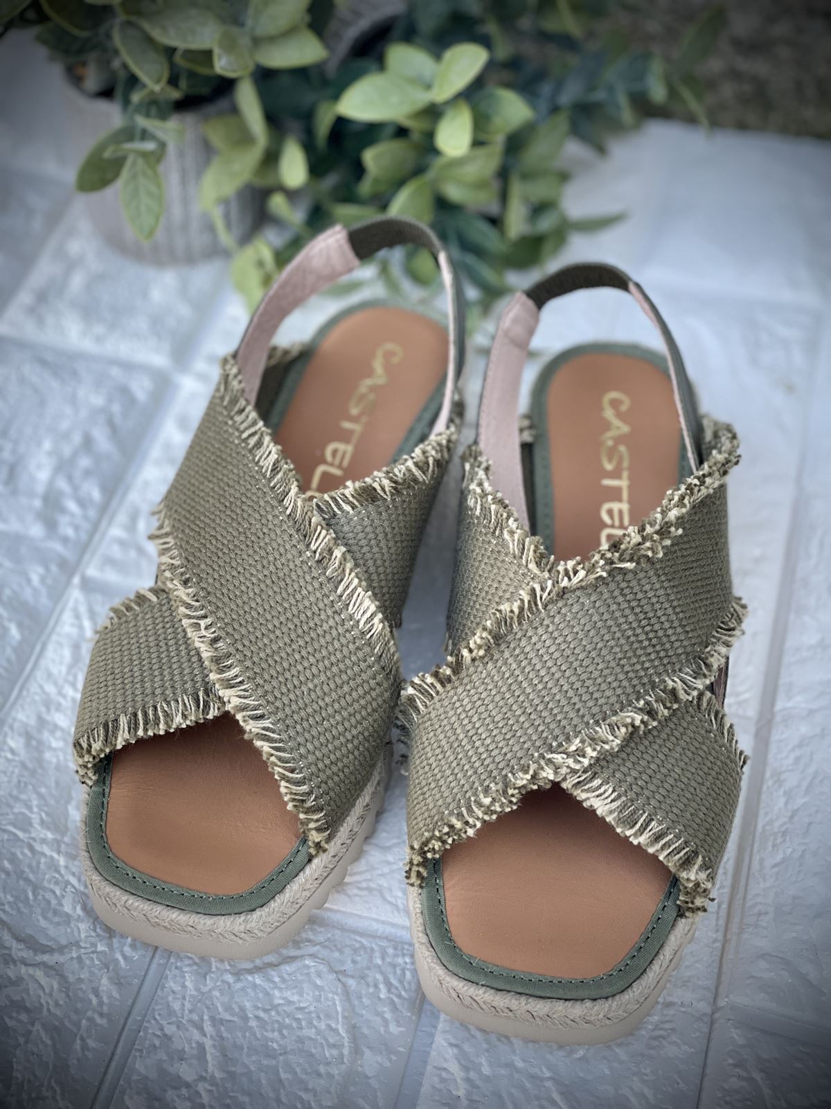 Alpargata Casteller 895 / Panama Kaki– Fleco Taupe - Imagen 1