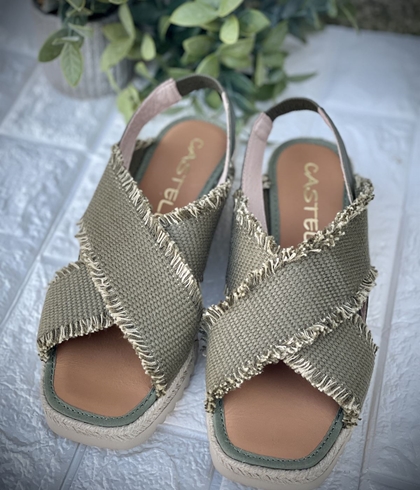 Alpargata Casteller 895 / Panama Kaki– Fleco Taupe - Imagen 1