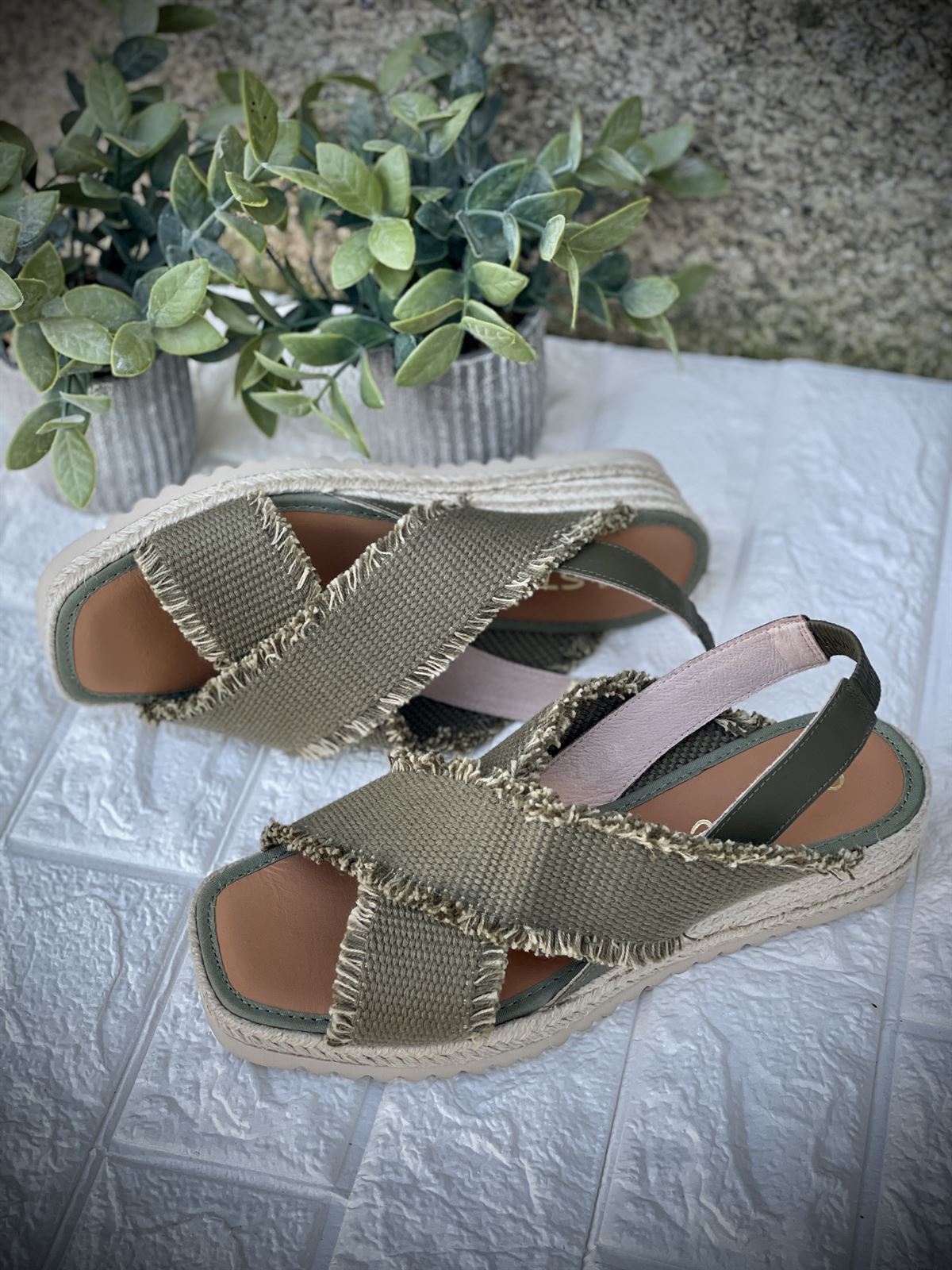 Alpargata Casteller 895 / Panama Kaki– Fleco Taupe - Imagen 2