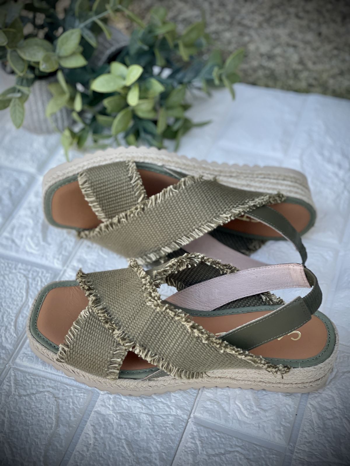 Alpargata Casteller 895 / Panama Kaki– Fleco Taupe - Imagen 3