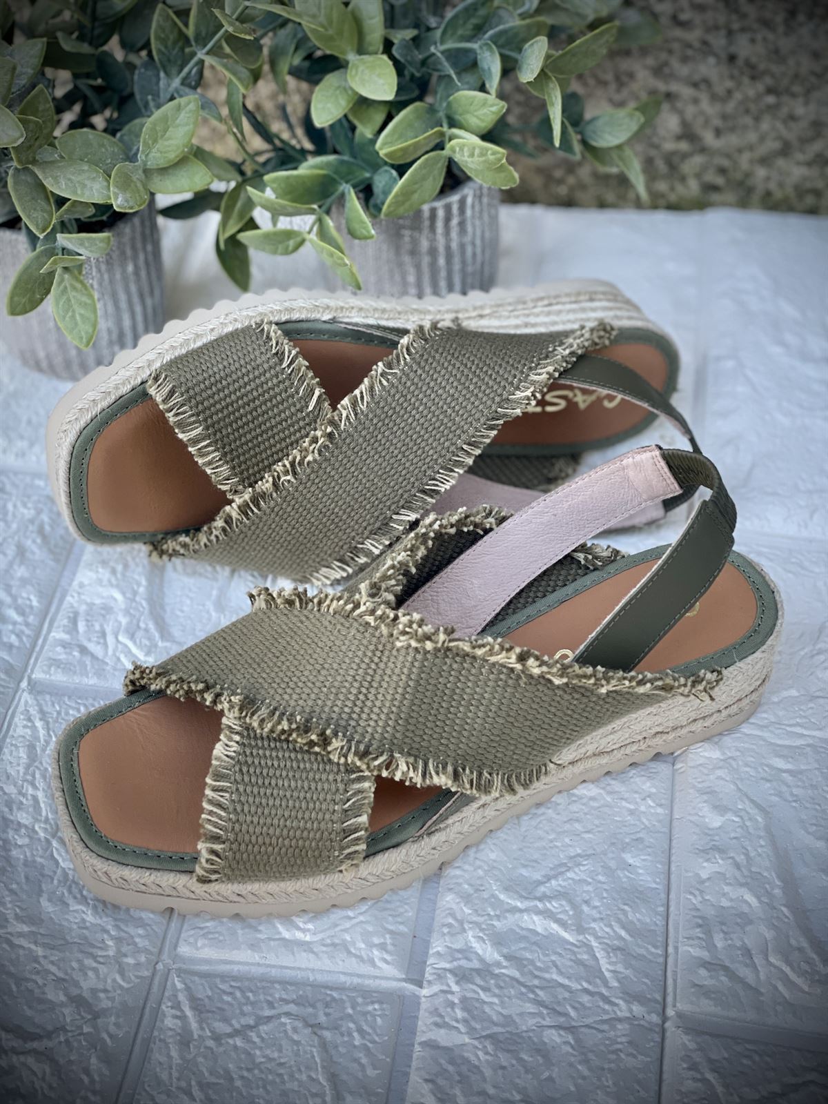 Alpargata Casteller 895 / Panama Kaki– Fleco Taupe - Imagen 5