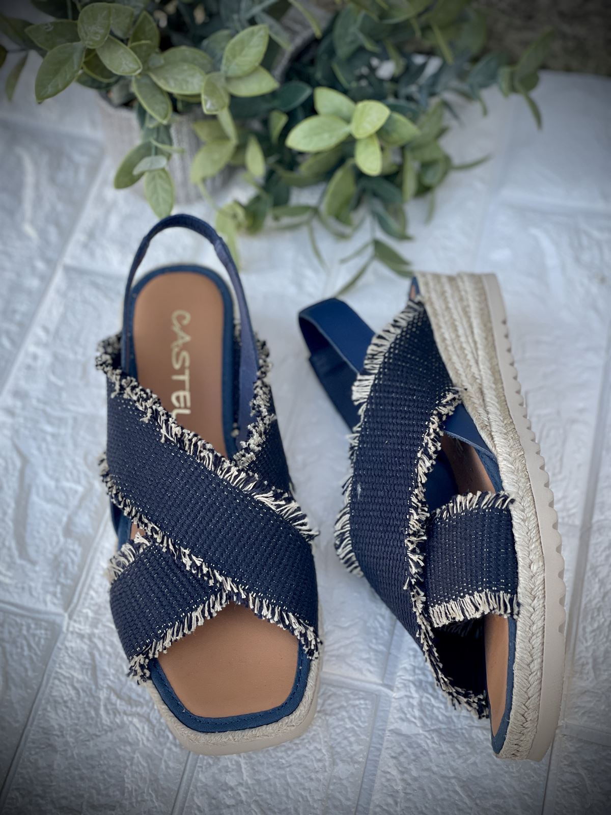 Alpargata Casteller 895 / Panama Navy – Fleco Taupe - Imagen 1