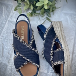 Alpargata Casteller 895 / Panama Navy – Fleco Taupe - Imagen 1