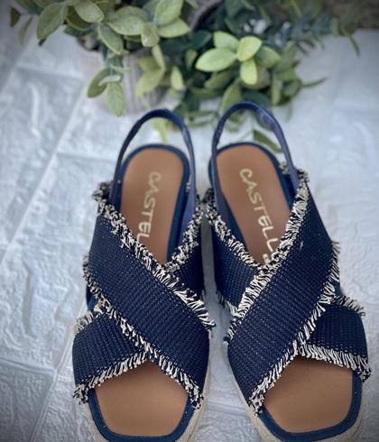 Alpargata Casteller 895 / Panama Navy – Fleco Taupe - Imagen 2