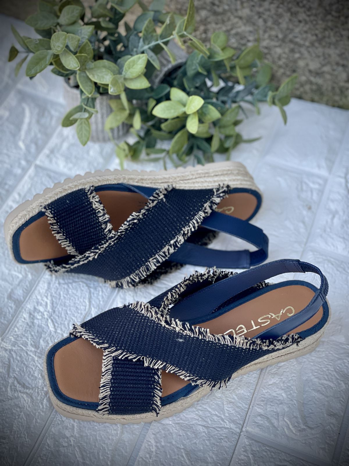 Alpargata Casteller 895 / Panama Navy – Fleco Taupe - Imagen 3