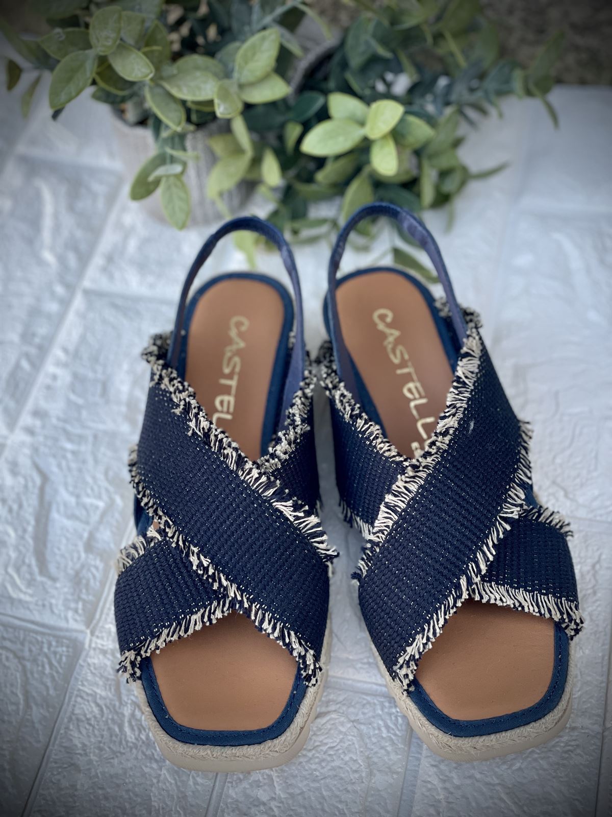 Alpargata Casteller 895 / Panama Navy – Fleco Taupe - Imagen 4