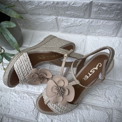 Alpargata Casteller 931 trenza flor nude - Imagen 1