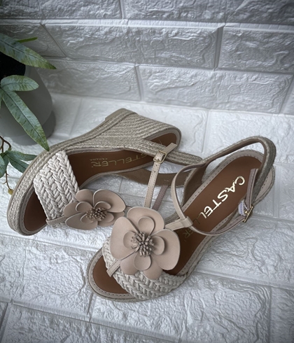 Alpargata Casteller 931 trenza flor nude - Imagen 1