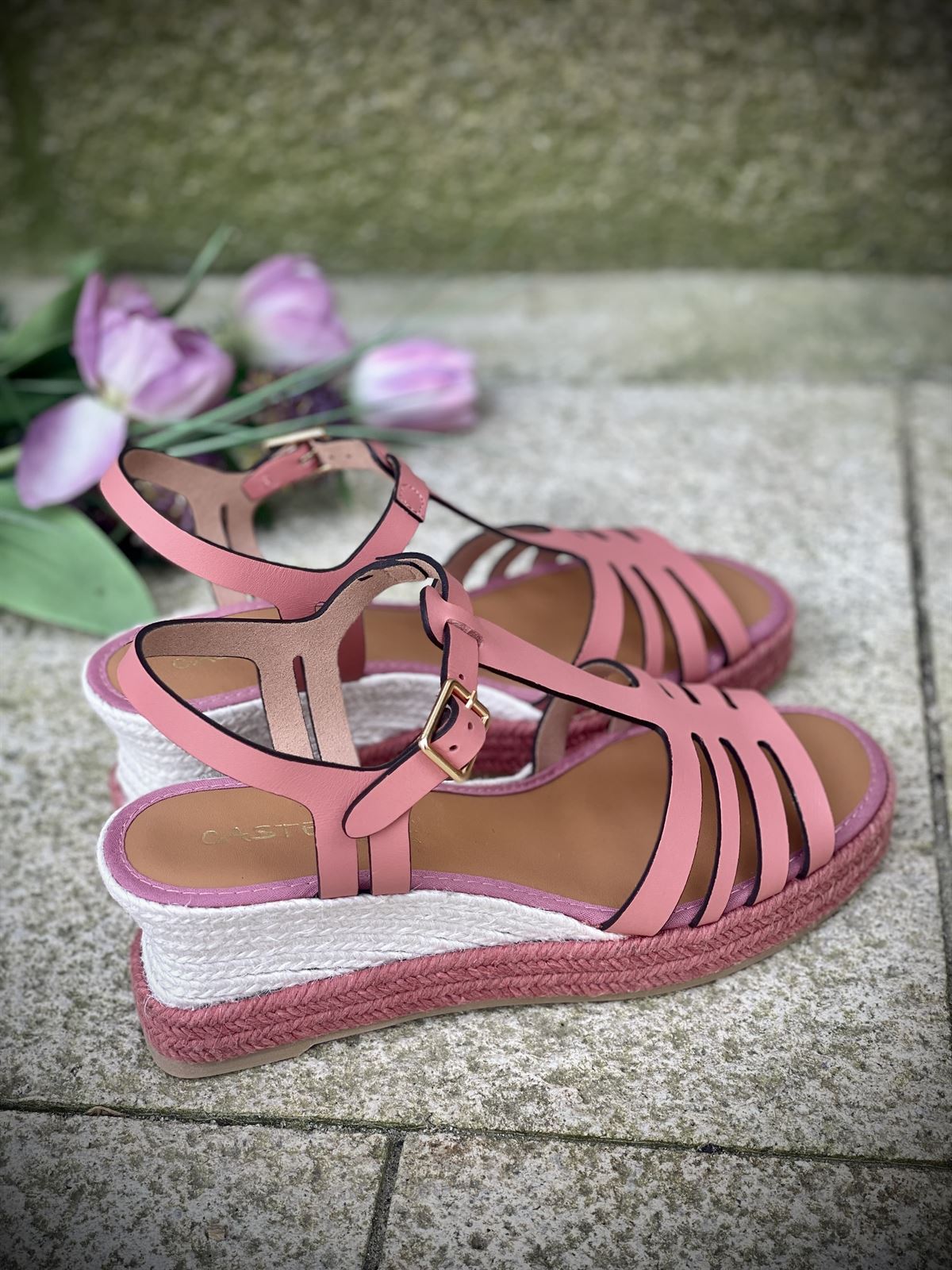 Alpargata Casteller 974 vaqueta coral rosita - Imagen 3