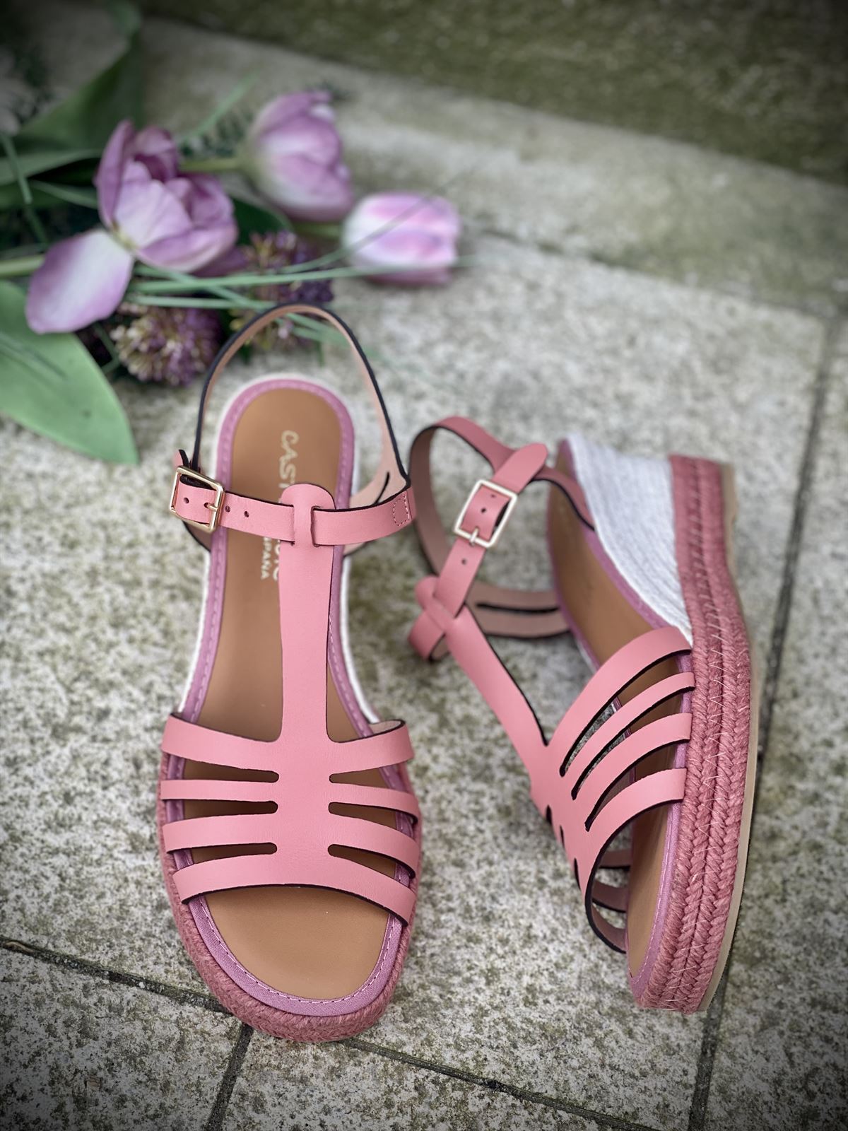 Alpargata Casteller 974 vaqueta coral rosita - Imagen 4