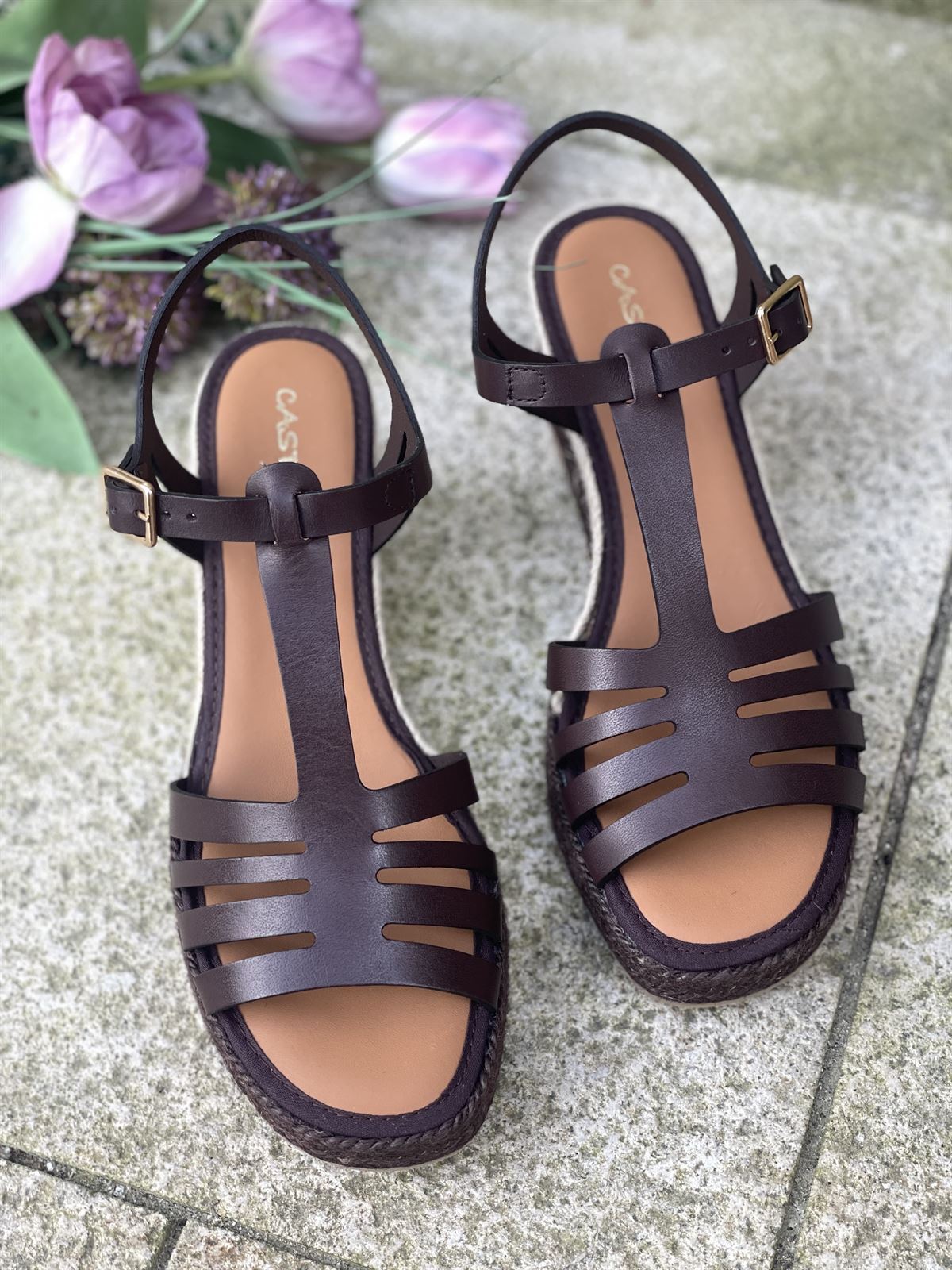 Alpargata Casteller 974 vaqueta marrón chocolate - Imagen 1