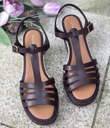 Alpargata Casteller 974 vaqueta marrón chocolate - Imagen 1